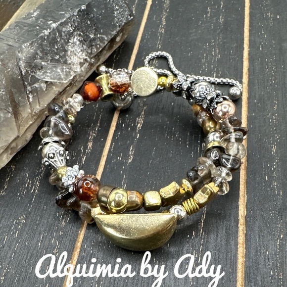 SMOKEY QUARTZ BRACELET WRAP AROUND LAYERED - Picture 1 of 1